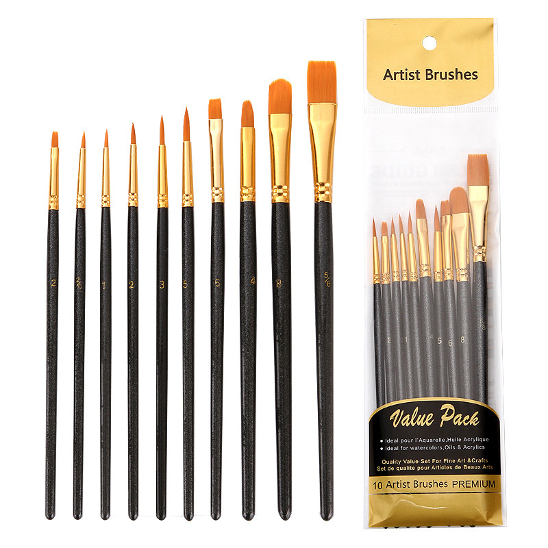 Model Kit Acrylic Paint - 10 adet profesyonel naylon sanatçı boya